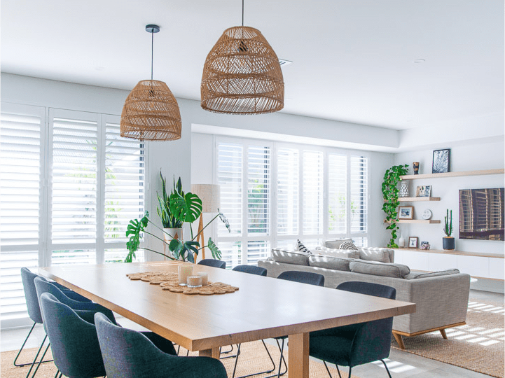 indoor blinds in dining area